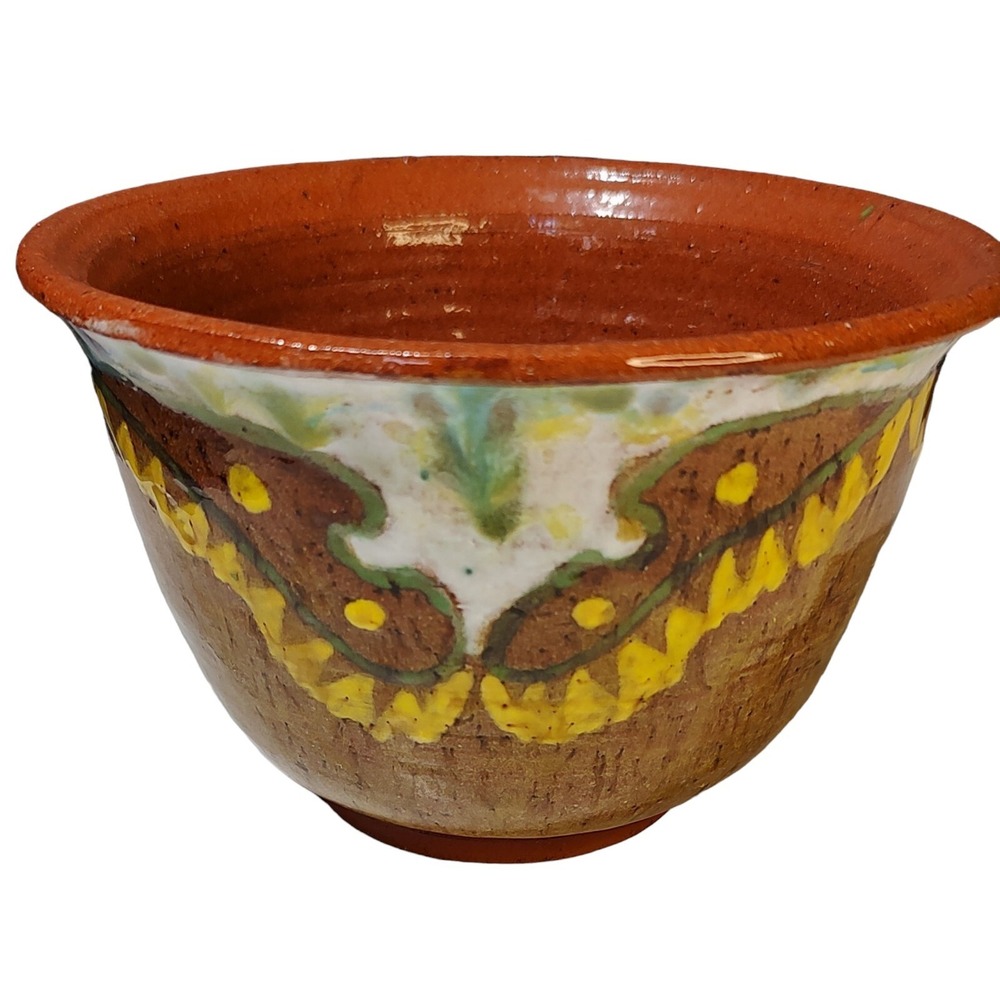 Helen Fleming Hand Thrown Bowl Red Clay Studio Art‎ Glazed 4.5 x 6.75 in Vintage